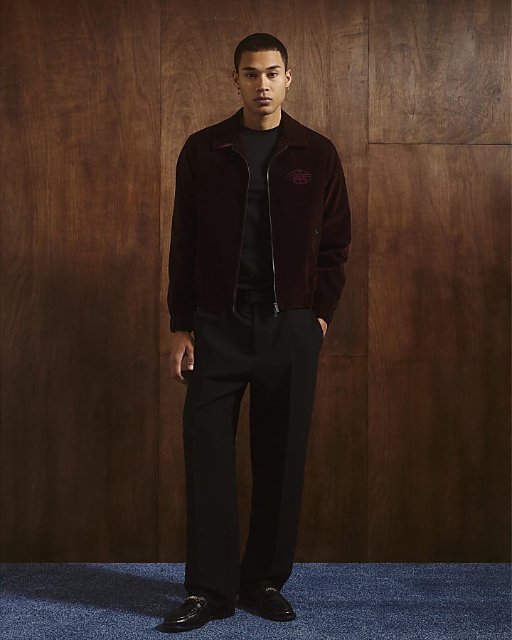 River Island Red Velvet Harrington Jacket