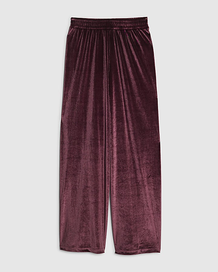river island Red Velvet Wide Leg Joggers