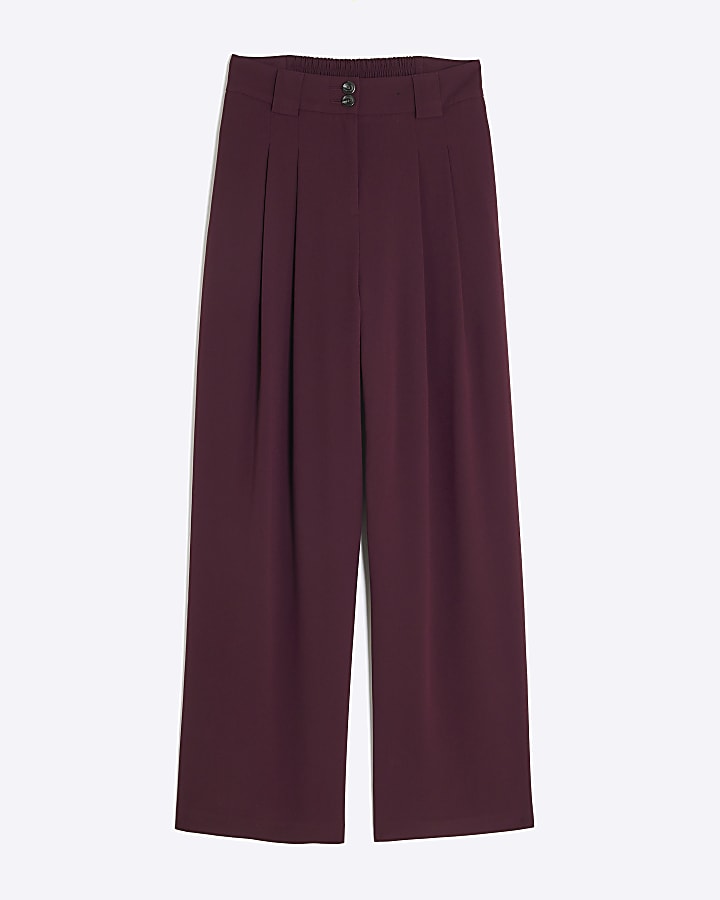 river island Red Wide Leg Tailored Trousers