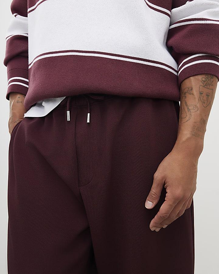 River Island Red Wide Leg Twill Joggers