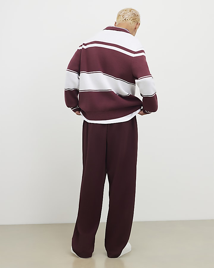 River Island Red Wide Leg Twill Joggers