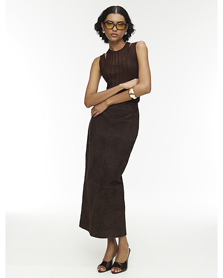 River Island RI Studio Brown Layered Sheer Vest