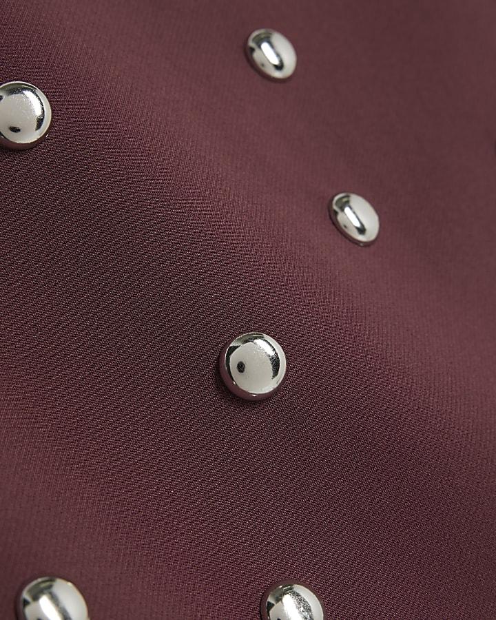 River Island RI Studio Red Mini Studded Skirt