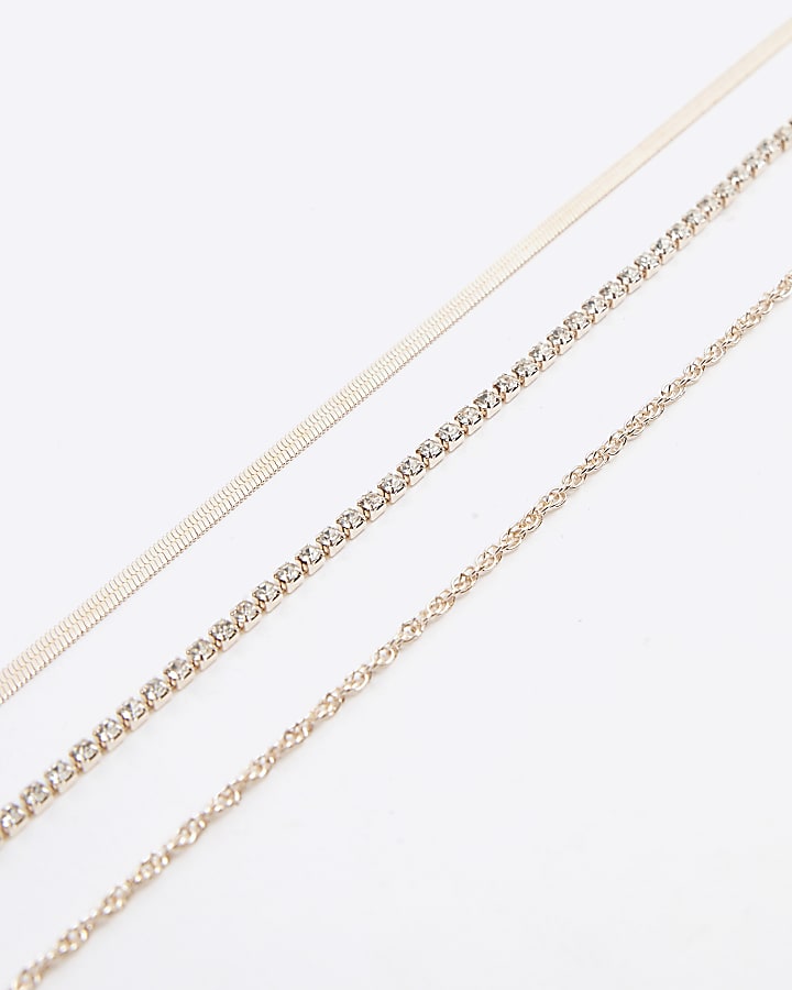 river island Rose Gold Multirow Chain Necklace