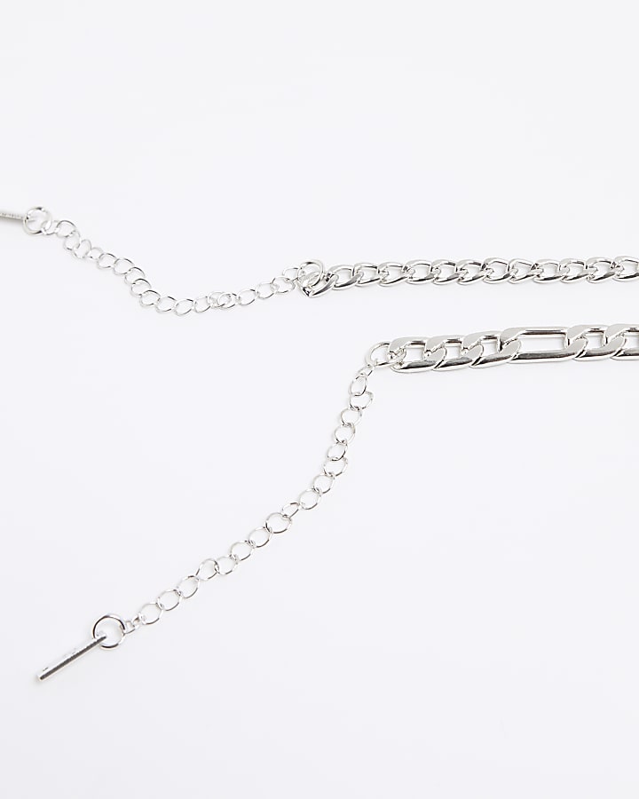 river island Silver 2 Row Chain Necklace