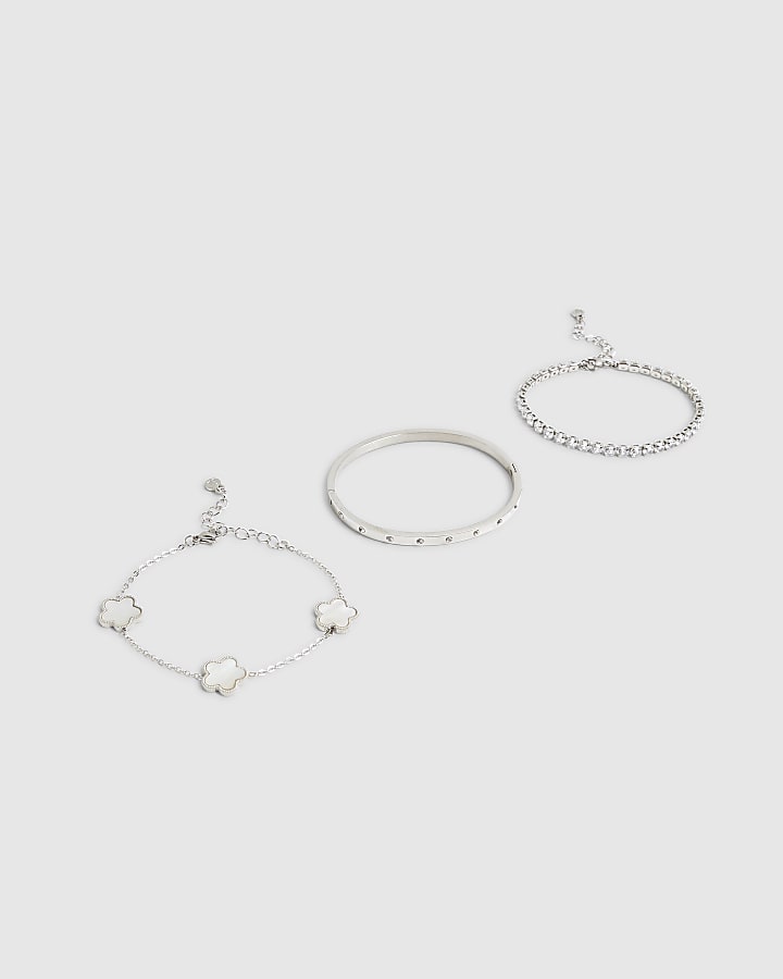 River Island Silver 3 Pack Bracelets