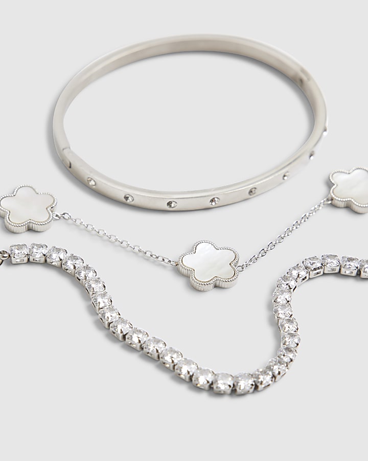 river island Silver 3 Pack Bracelets