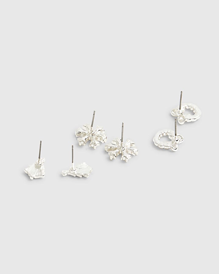 river island Silver 3 Pack Christmas Stud Earrings