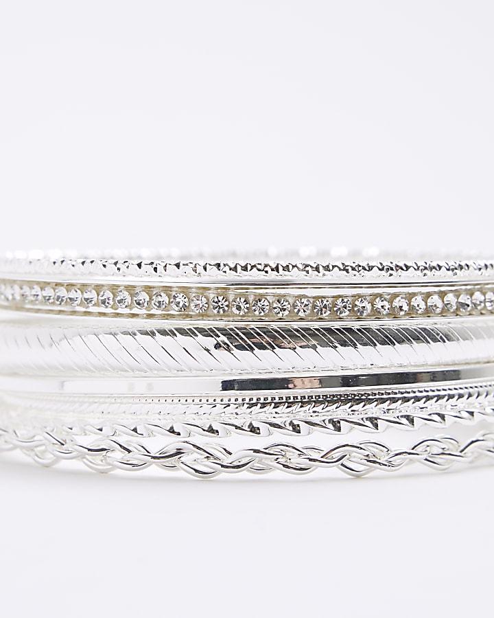 River Island Silver Bangle Stack