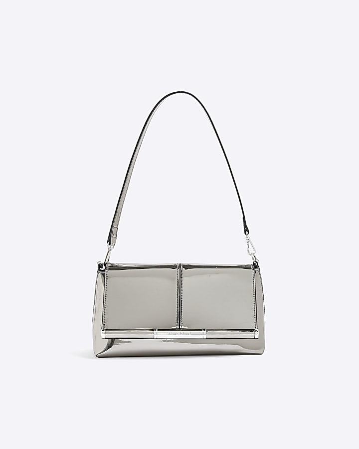 River Island Silver Bar Front Clutch Bag