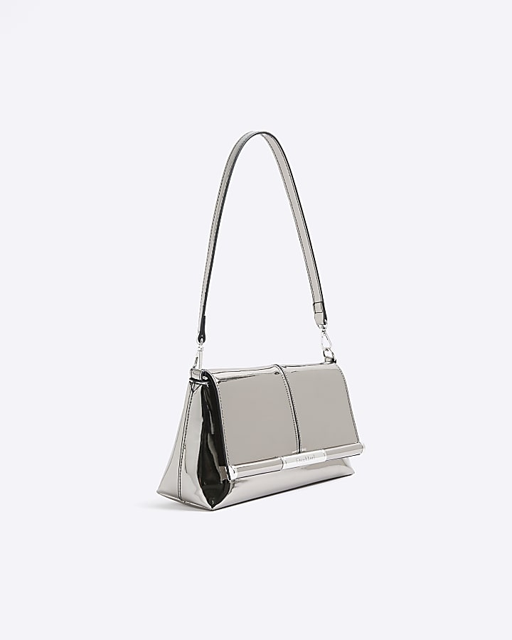 River Island Silver Bar Front Clutch Bag