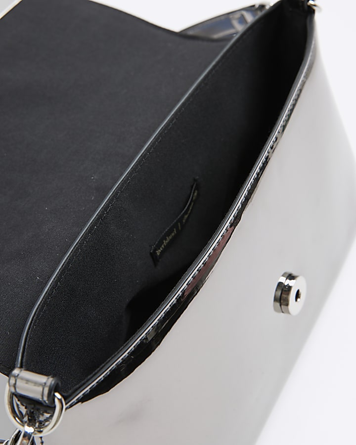 river island Silver Bar Front Clutch Bag