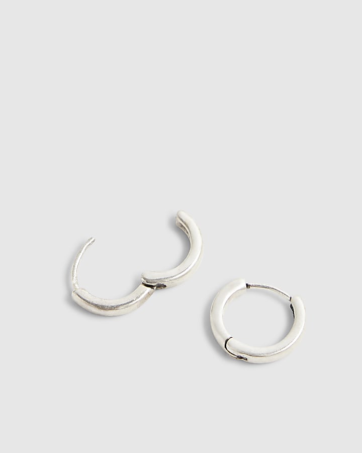 River Island Silver Brushed Hoop Earrings