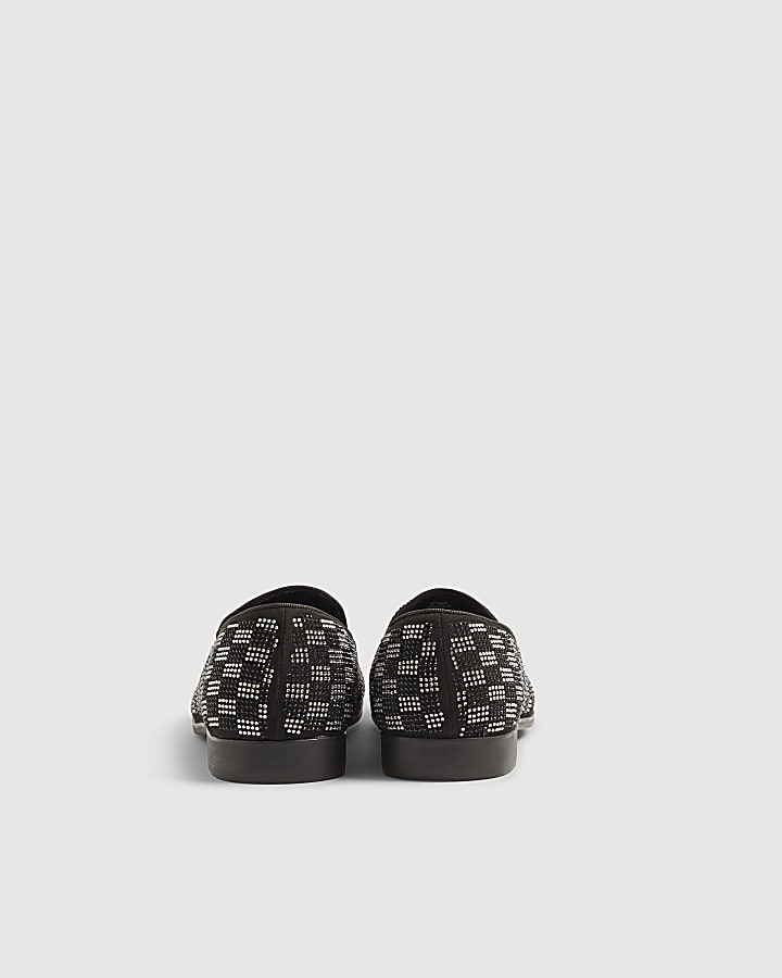 River Island Silver Checkerboard Slip On Loafers
