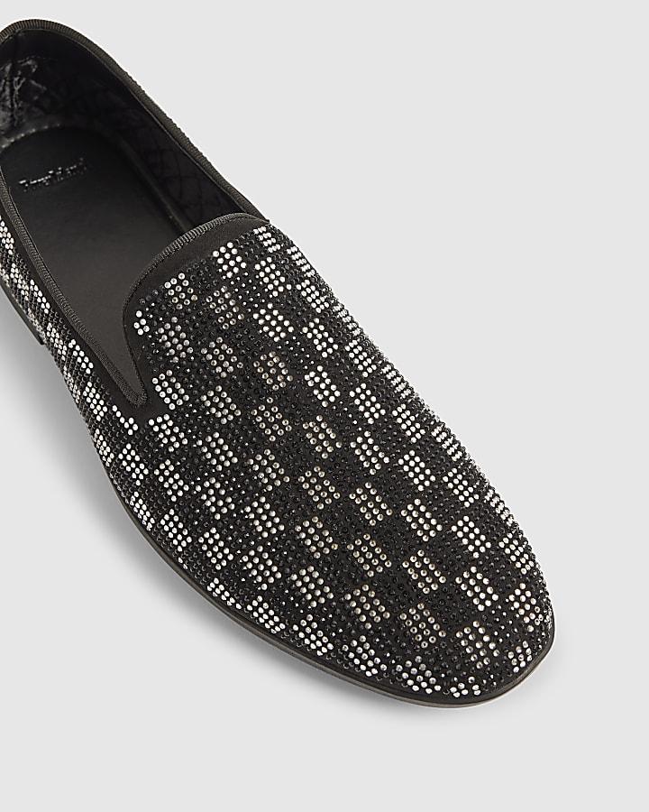 river island Silver Checkerboard Slip On Loafers