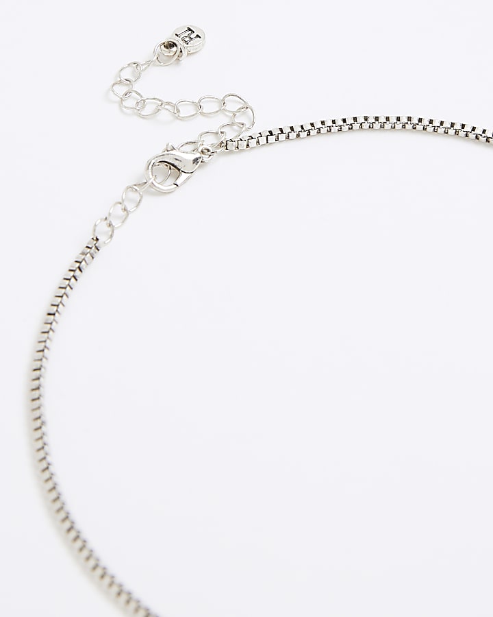 river island Silver Christopher Coin Necklace