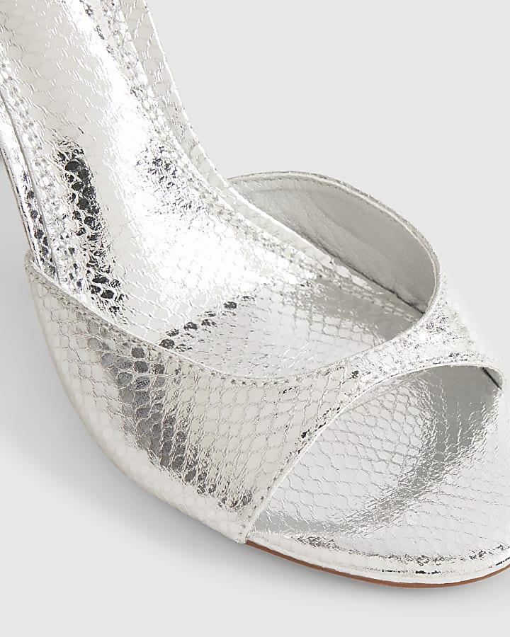 River Island Silver Closed Back Heeled Sandals