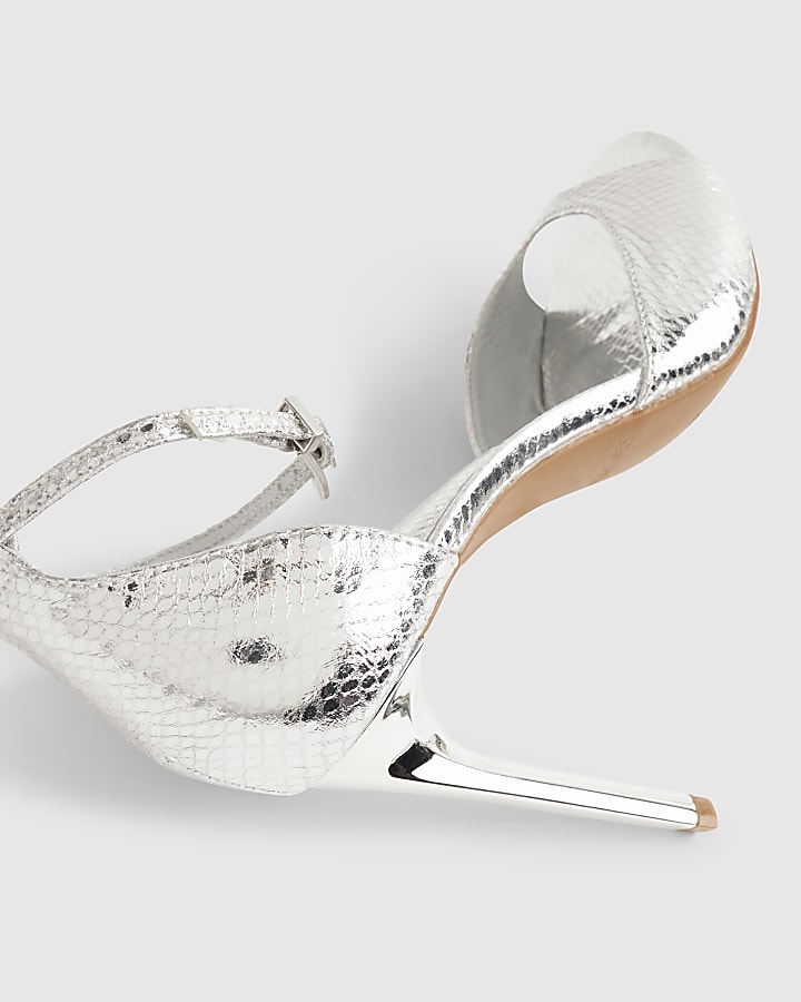 river island Silver Closed Back Heeled Sandals