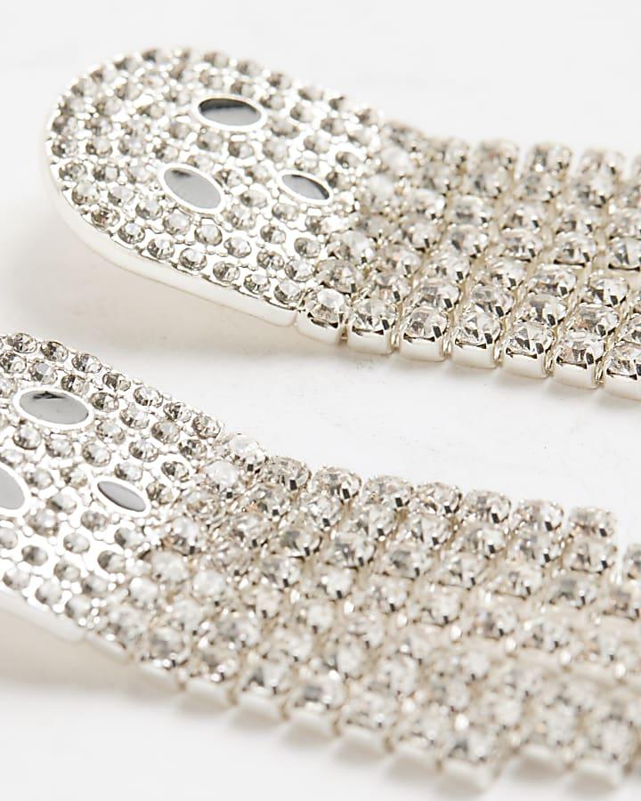 River Island Silver Diamante Ghost Tassel Earrings