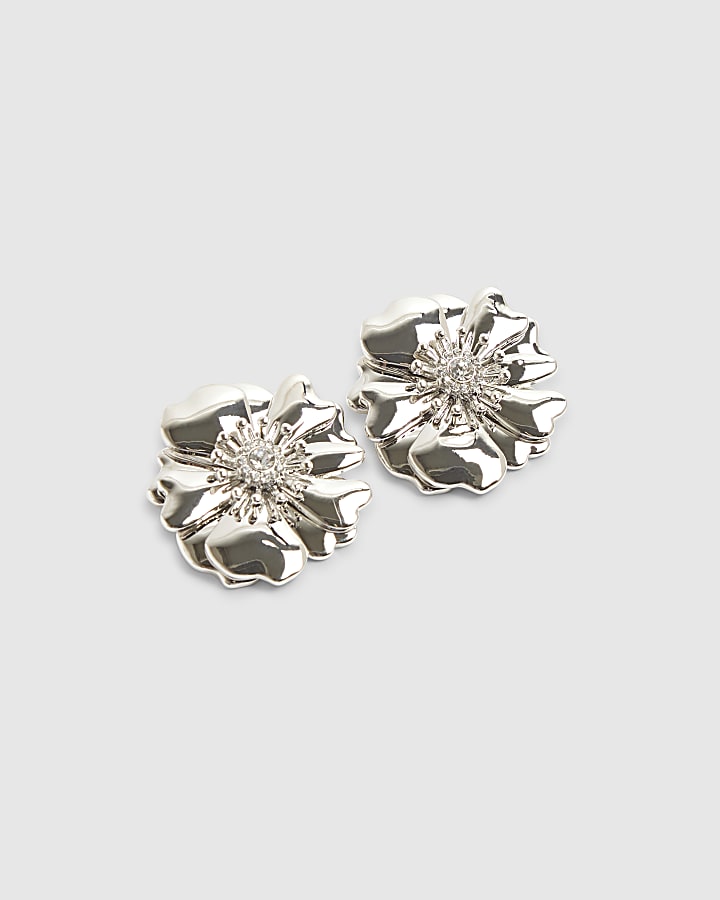 River Island Silver Flower Stud Earrings