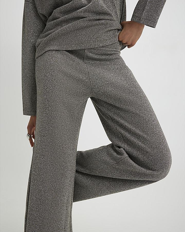 River Island Silver Glitter Wide Leg Joggers