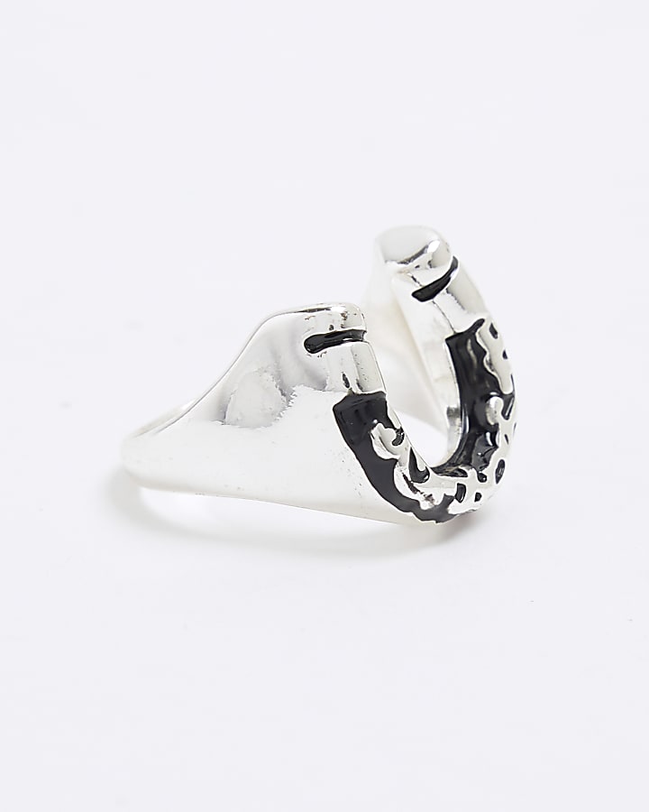 river island Silver Horseshoe Ring
