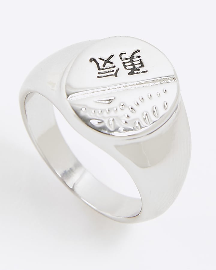 river island Silver Japanese Signet Ring