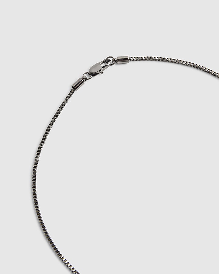 river island Silver Metal Double Dog Tag Necklace