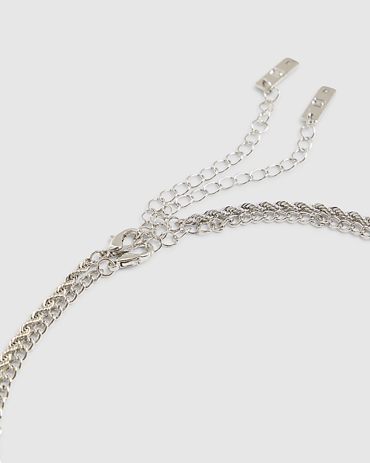 River Island Silver Mixed Metal Cross Necklace