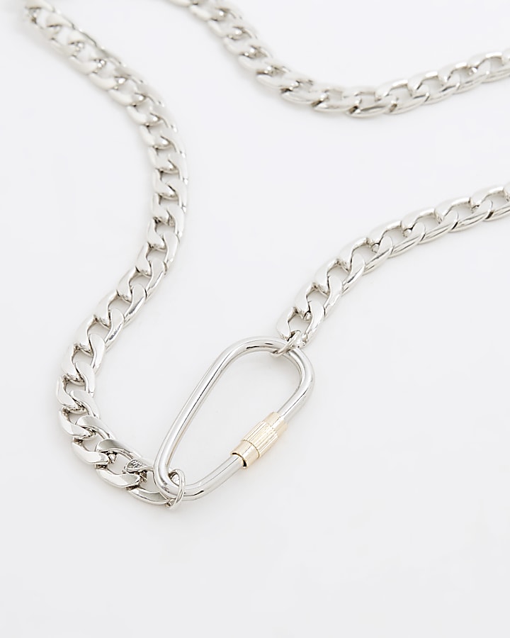 River Island Silver Multi Mixed Metal Necklace