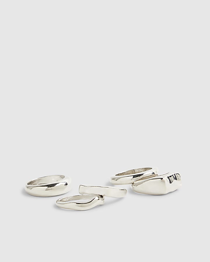 River Island Silver Pack Of 5 Rings