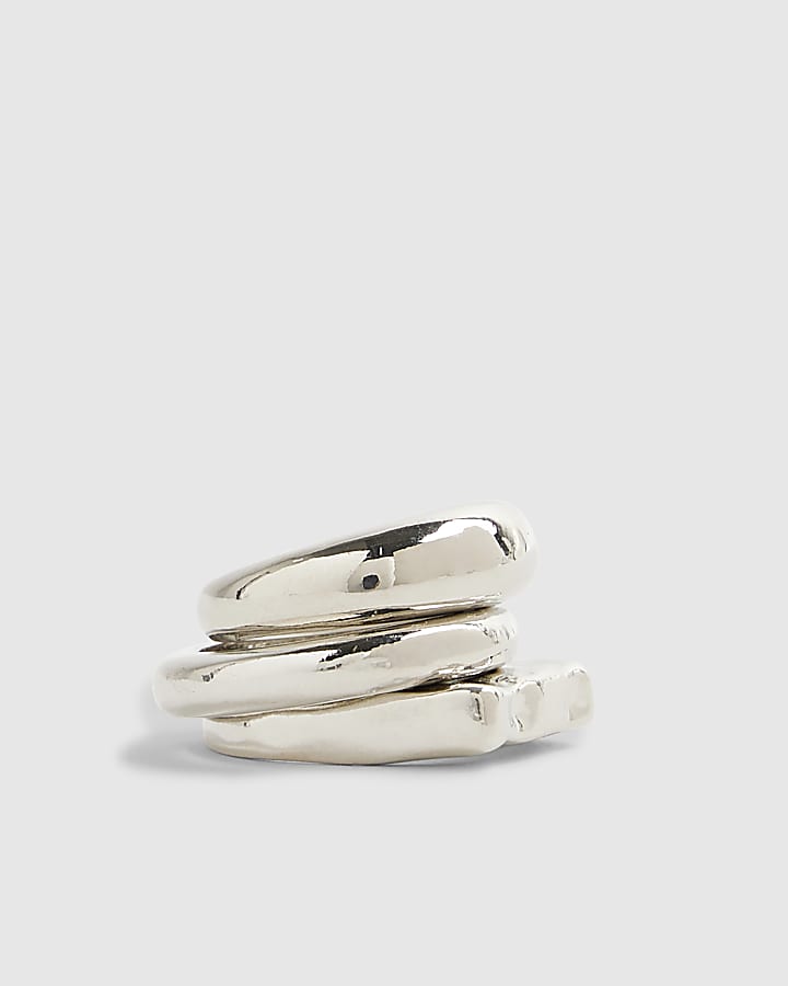 river island Silver Pack Of 5 Rings