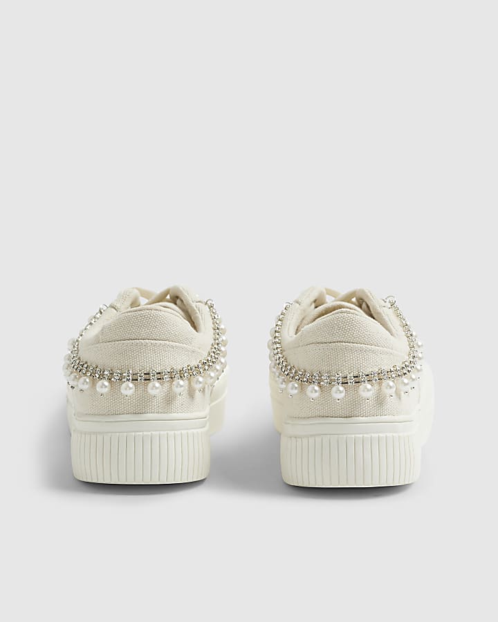 River Island Silver Pearl Double Shoe Chain