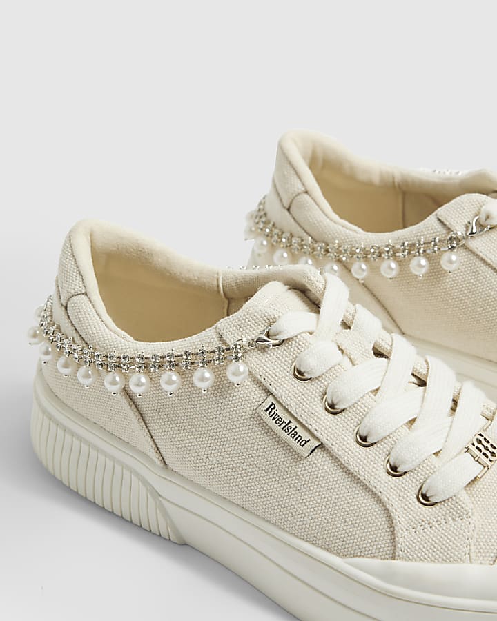 River Island Silver Pearl Double Shoe Chain