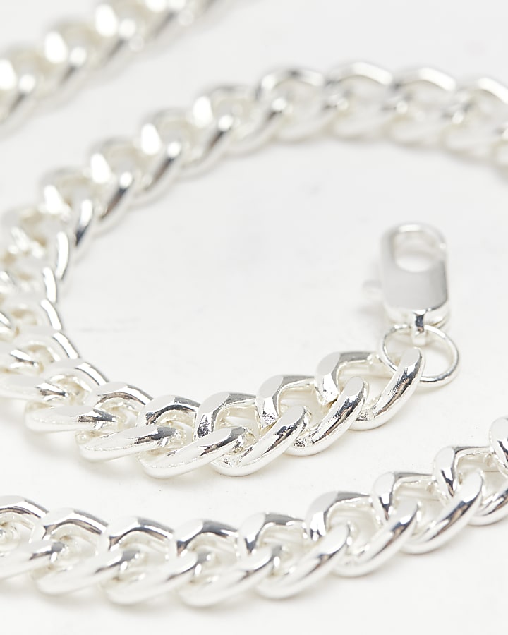 river island Silver plated chain necklace
