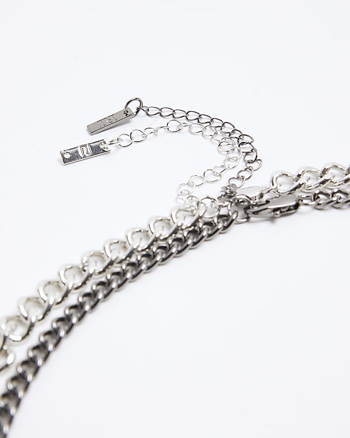 River Island Silver Rhinestone Chunky Necklace