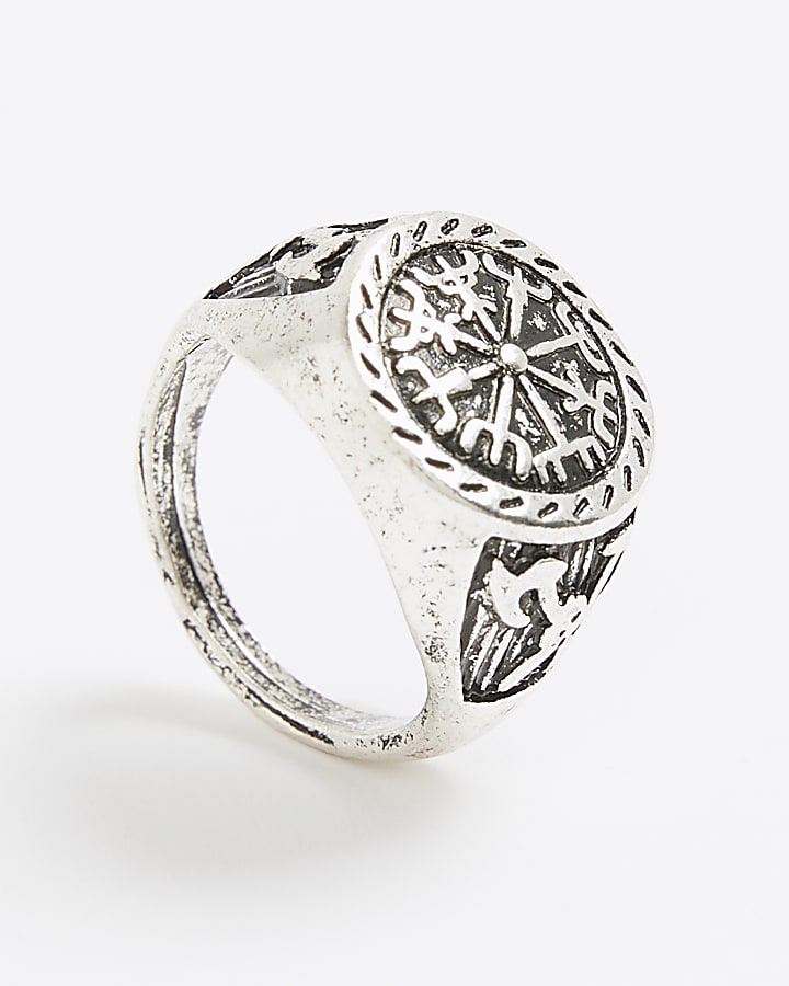 River Island Silver Rhodium Compass Ring