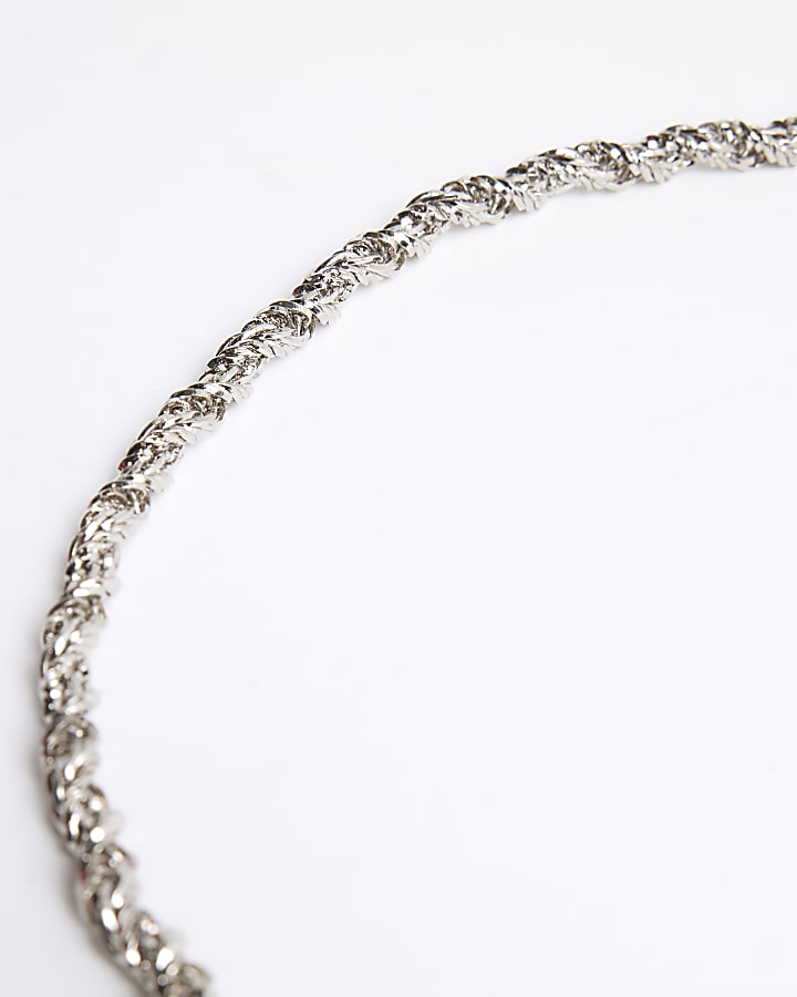 River Island Silver Rhodium Twist Chain Necklace