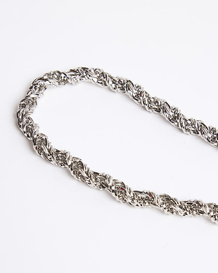 river island Silver Rhodium Twist Chain Necklace