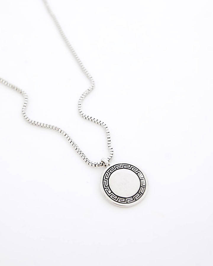 River Island Silver RI Key Coin Necklace