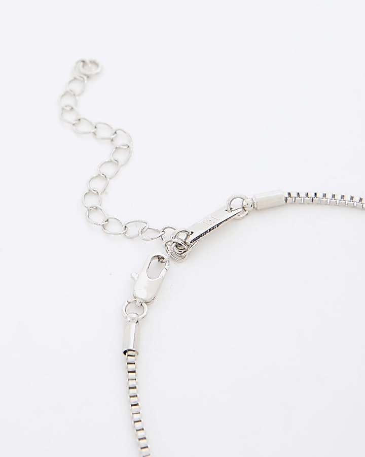 River Island Silver RI Key Coin Necklace