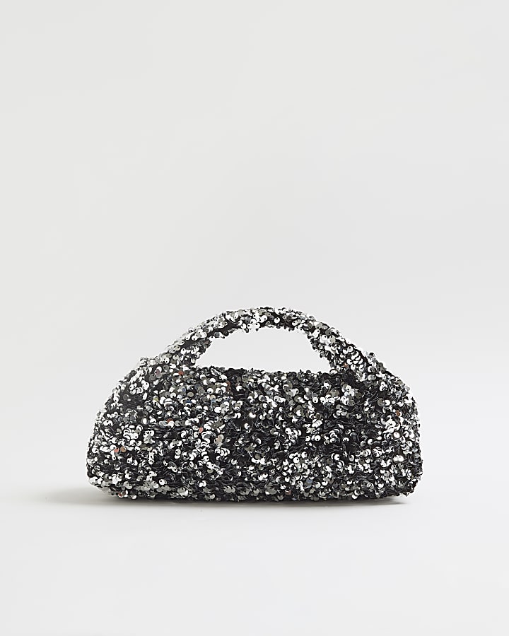 River Island Silver Sequin Clutch Bag