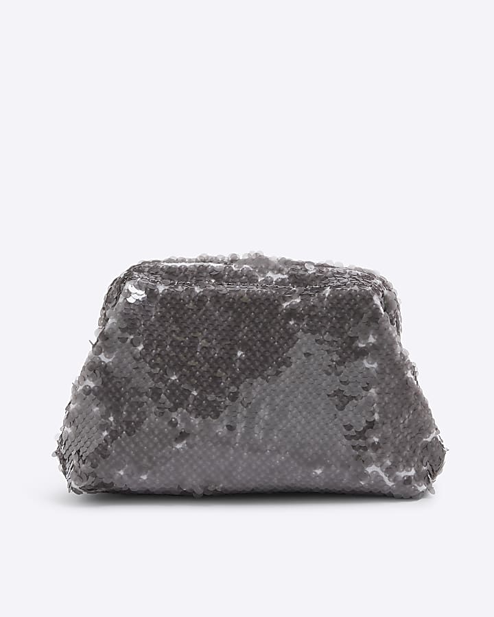 River Island Silver Sequin Clutch Bag