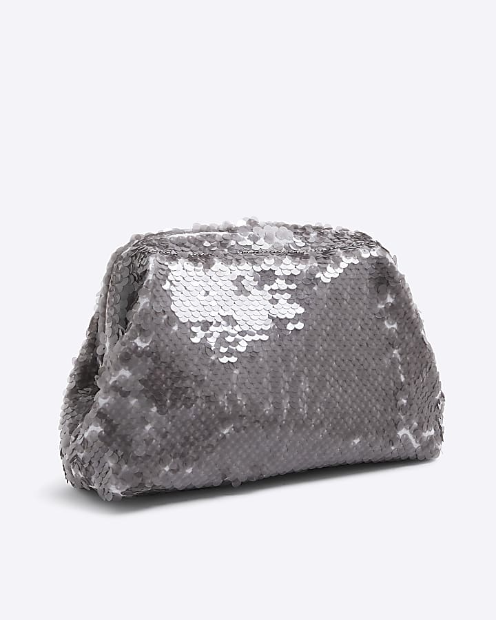 River Island Silver Sequin Clutch Bag