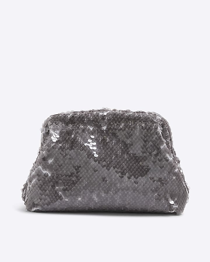 River Island Silver Sequin Clutch Bag