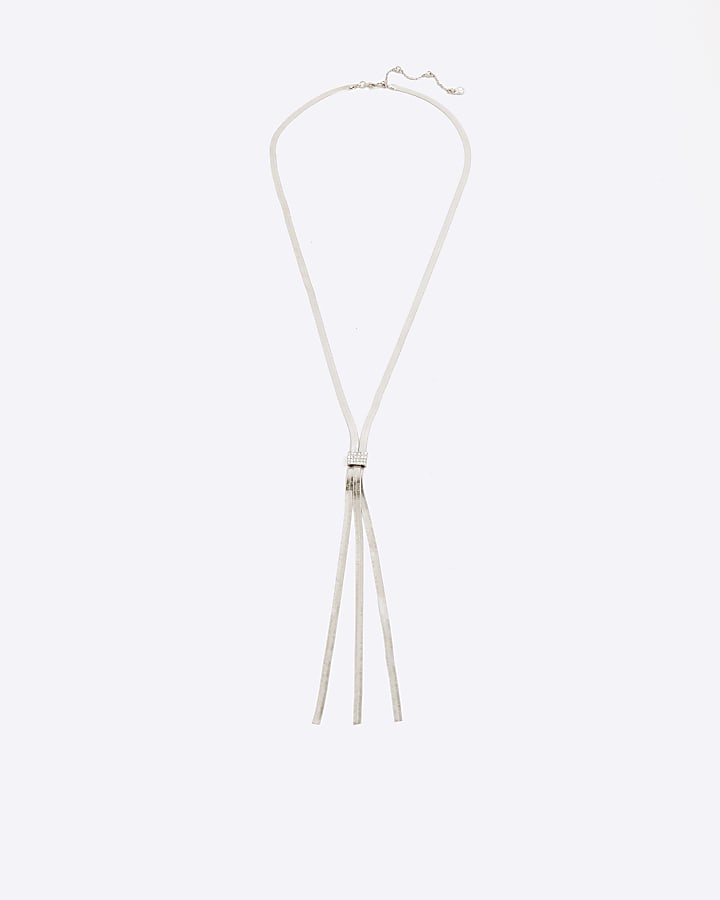 River Island Silver Snake Chain Lariat Necklace