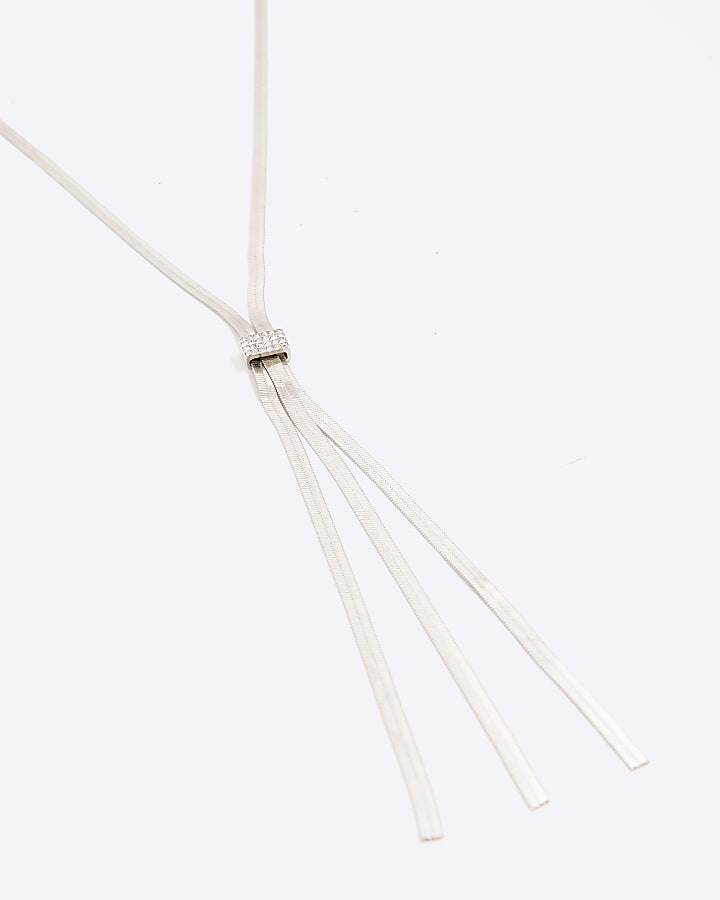 River Island Silver Snake Chain Lariat Necklace
