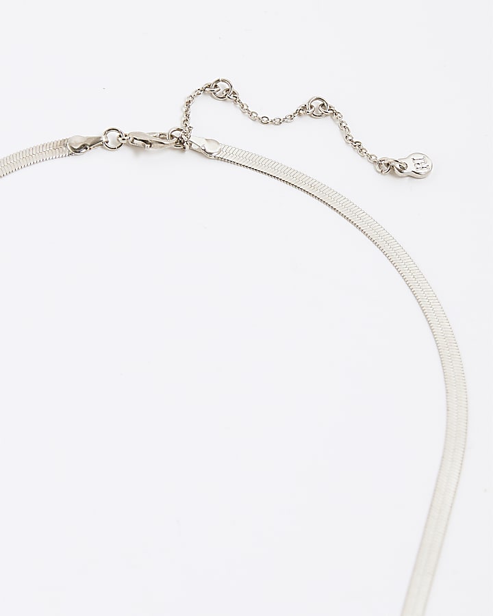 river island Silver Snake Chain Lariat Necklace