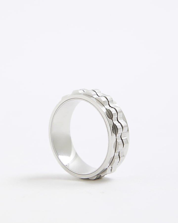 River Island Silver Stainless Steel Chain Ring