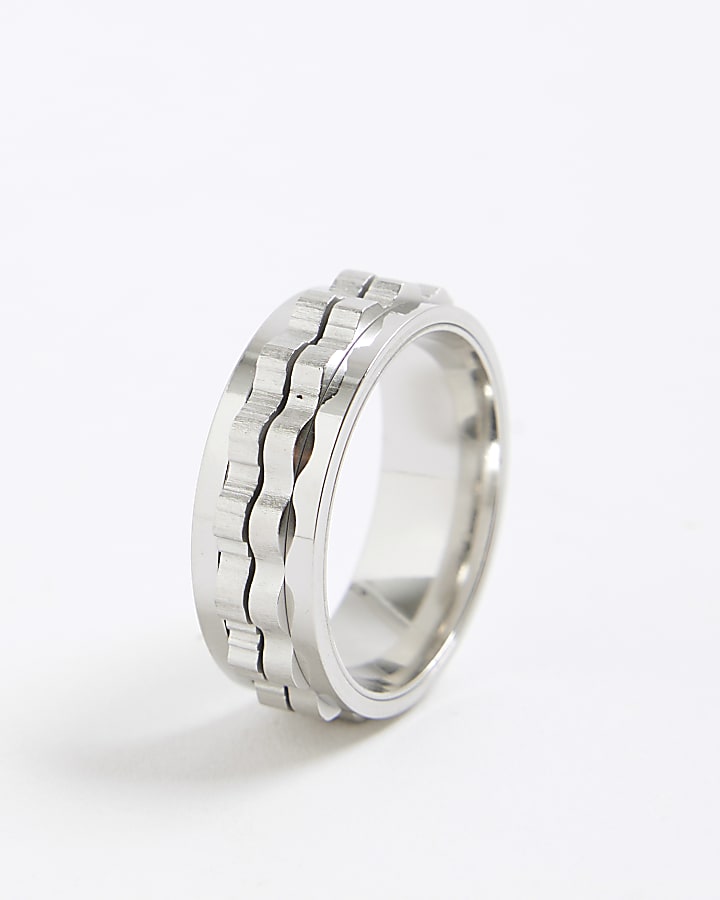 River Island Silver Stainless Steel Chain Ring
